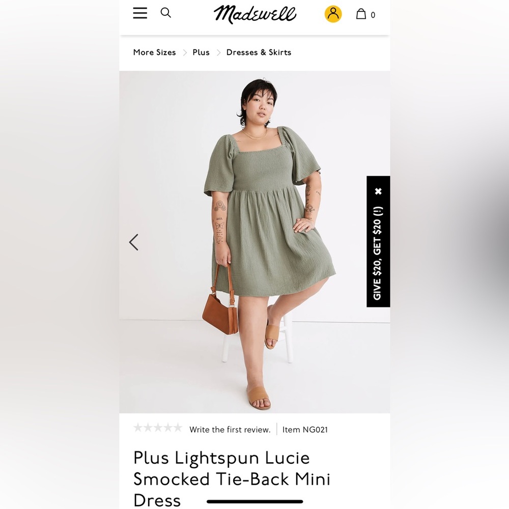 Madewell Plus Lightspun Lucie Smocked Tie-Back Mini Dress